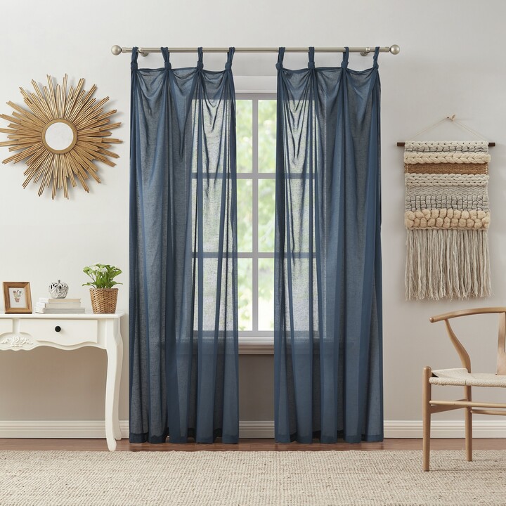 Indigo Ink Mia Gauzy Knotted Tip Top Sheer Curtain Panel, 52"x84" -  ShopStyle