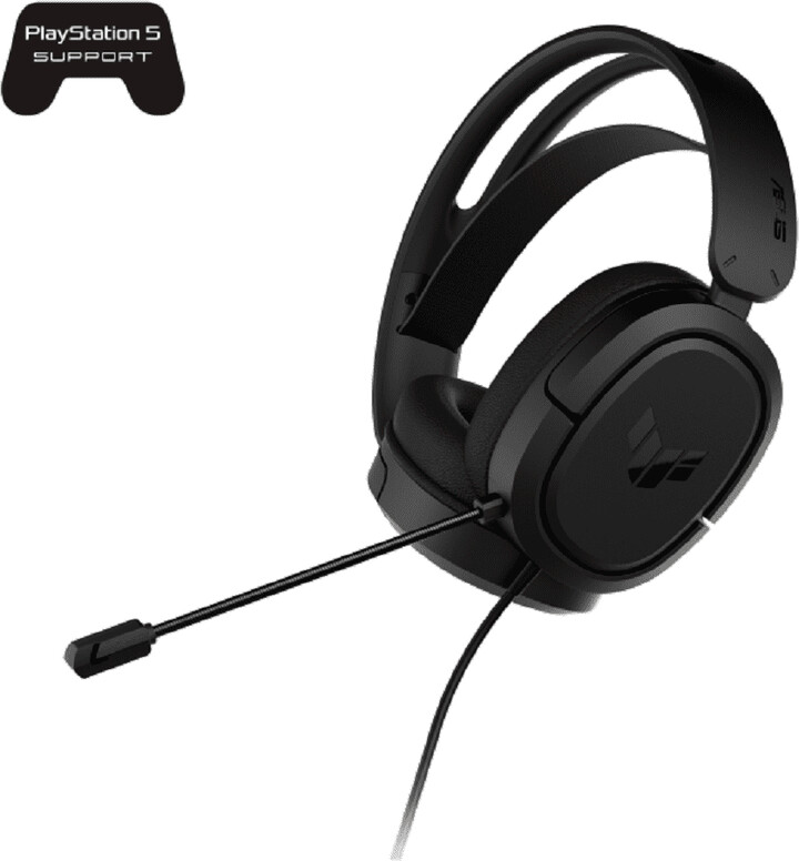 ASUS TUF Gaming H1 Gaming Headset - Stereo - Mini-phone (3.5mm) - Wired - 60 Ohm - 20 Hz - 20 kHz - Over-the-ear - Binaural - Ear-cup - 3.94 ft Cable - Uni-directional Microphone - Black