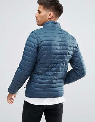 Pull&Bear Quilted Jacket In Navy