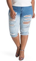 Thumbnail for your product : Poetic Justice Lelahni Distressed Ombre Denim Capris