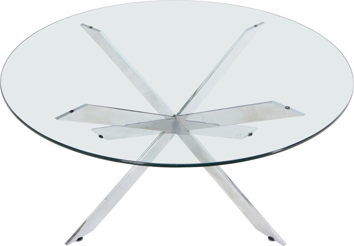 Pace Collection Heavy Chrome Jacks Style Spikes Base Round Glass Top Coffee Table