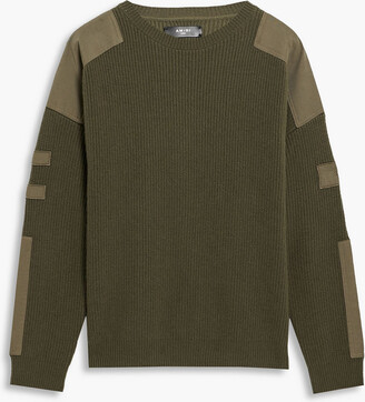 Amiri Twill-paneled wool and cashmere-blend sweater