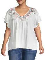 Thumbnail for your product : Bobeau Plus Floral Embroidered T-Shirt