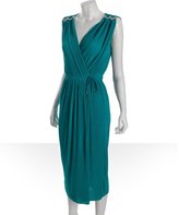 Thumbnail for your product : Diane von Furstenberg teal accordion pleated wrap dress