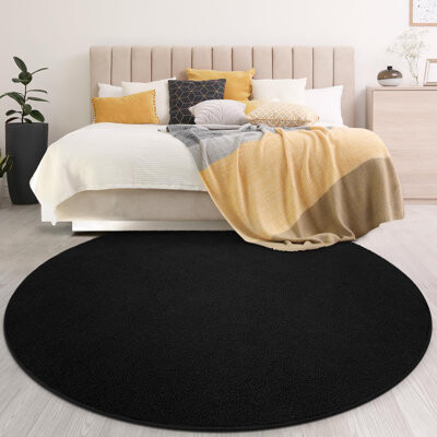 Ultra Soft Area Rugs, Black Thickened Memory Foam Modern Indoor Circle Carpets