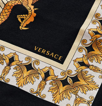 Versace Slim-fit Printed Cotton-jersey T-shirt - Black