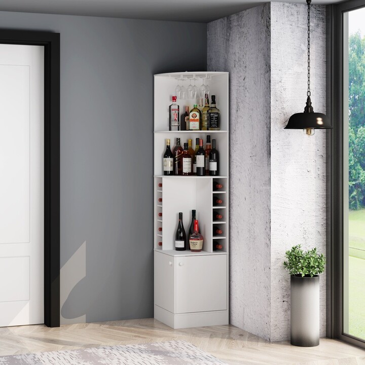 FUFU&GAGA Sideboard Wine Bottle Corner Bar Unit Wine Rack and Lower