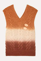 Thumbnail for your product : Off-White Off White Appliqued Ombre Cable-knit Wool And Cashmere-blend Vest - Orange
