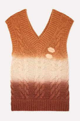 Off-White Off White Appliqued Ombre Cable-knit Wool And Cashmere-blend Vest - Orange