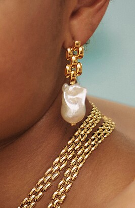 Monica Vinader Nura Freshwater Pearl Drop Frontal Hoop Earrings