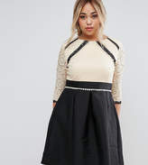Thumbnail for your product : Little Mistress Plus 2 In 1 Lace Skater Dress With Contrast Skirt