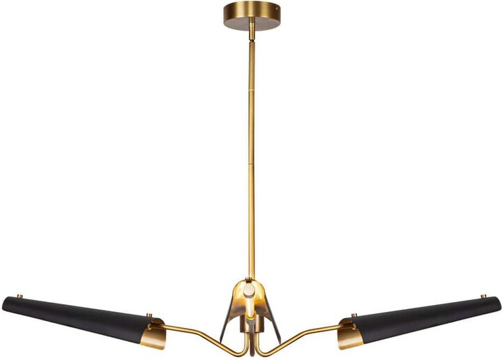 Osorio 46 in. 3-Light 16-Watt Matte Black/Vintage Brass Integrated LED Chandelier