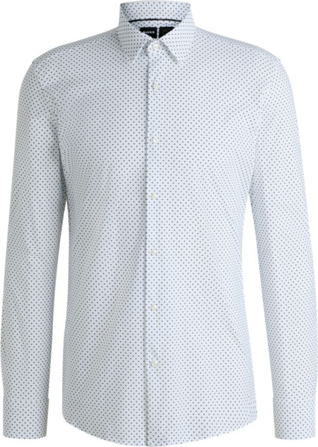 HUGO BOSS Slim-fit shirt in printed performance-stretch jersey