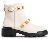 Thumbnail for your product : Valentino Garavani Roman Stud Leather Buckle Ankle Boots