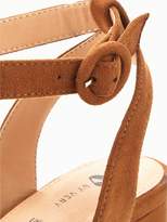 Thumbnail for your product : Very Trixie Wide Fit Platform Low Block Heeled Sandal - Tan