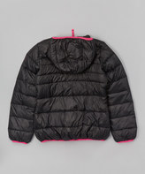 Thumbnail for your product : Hawke & Co Black & Pink Fleece-Lined Puffer Coat - Girls