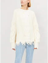 Thumbnail for your product : Wildfox Couture Logan distressed knitted cotton-blend jumper