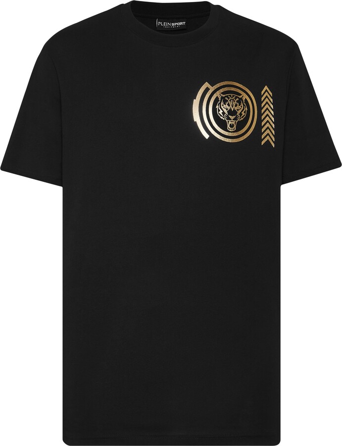 Plein Sport Cotton T-shirt Round Neck SS Lamina Tiger