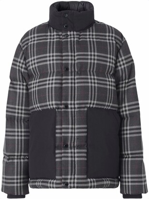 Burberry Check Down-Filled Wool Jacket
