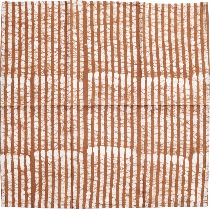 Studio Variously Modern Artisanal Oak Brown Stripes Print Cotton Table Napkins (set Of 4)