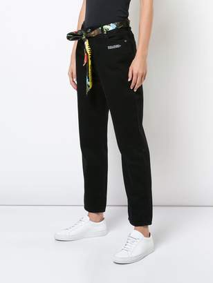 Off-White cropped foulard belted jeans