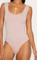 Thumbnail for your product : PrettyLittleThing Dusty Pink Cotton Stretch Scoop Neck Thong Bodysuit