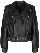 Thumbnail for your product : boohoo Oversized Crop Biker Jacket
