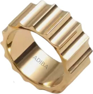 Adiba Gold Machina Gear Stainless Steel Band Ring
