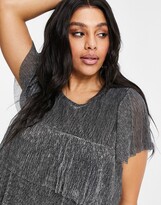 Thumbnail for your product : Vero Moda Curve tiered midi dress in silver
