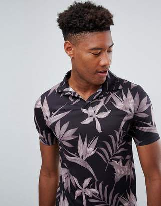 ASOS Design Tall Polo Shirt With Revere Collar In Floral Print