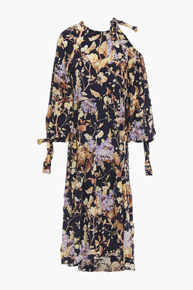 Zimmermann Cold-shoulder Floral-print Stretch-silk Midi Dress