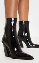 Thumbnail for your product : PrettyLittleThing Nude Patent Western Ankle Boot