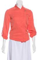 Thumbnail for your product : Barneys New York Barney's New York Zip-Up Long Sleeve Jacket Coral Barney's New York Zip-Up Long Sleeve Jacket