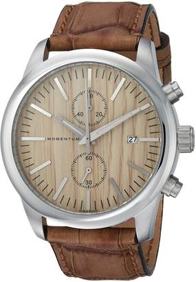 Momentum Men's 'Chronograph Collection' Quartz Stainless Steel and Leather Casual Watch, Color Beige (Model: 1M-SN26C2T)