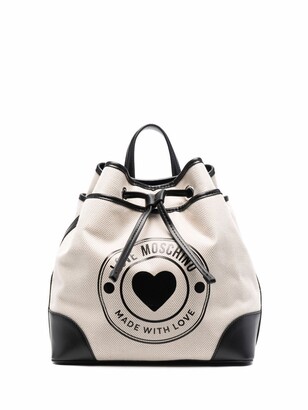 Love Moschino Logo-Print Drawstring Bucket Backpack