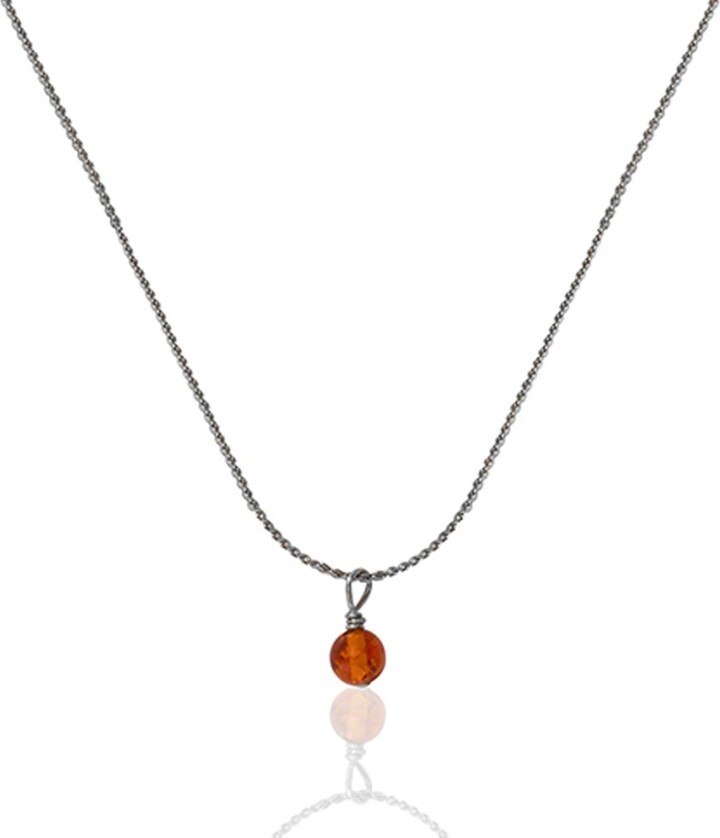 A Weathered Penny Silver / Orange Silver Amber Necklace