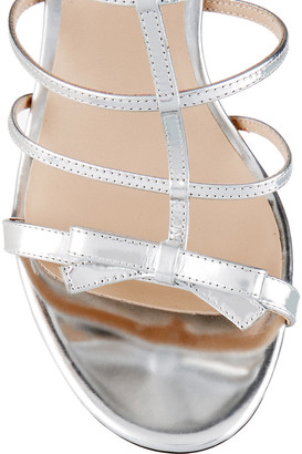 Michael Kors Collection Blythe Bow-embellished Metallic Leather Sandals