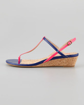 Thumbnail for your product : Splendid Edgewood Low-Wedge Sandal, Flamingo/Navy