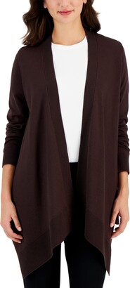 JM Collection Women's Textured Hem Cascade-Front Cardigan, Created for Macy's