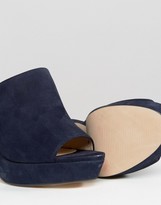 Thumbnail for your product : Office Syrup Navy Suede Platform Heeled Mules