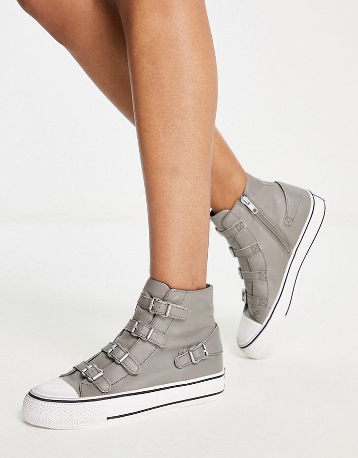 gray high tops