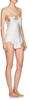 GILDA & PEARL Women's Gina Lace-Trimmed Silk Shorts - Wht, Gld