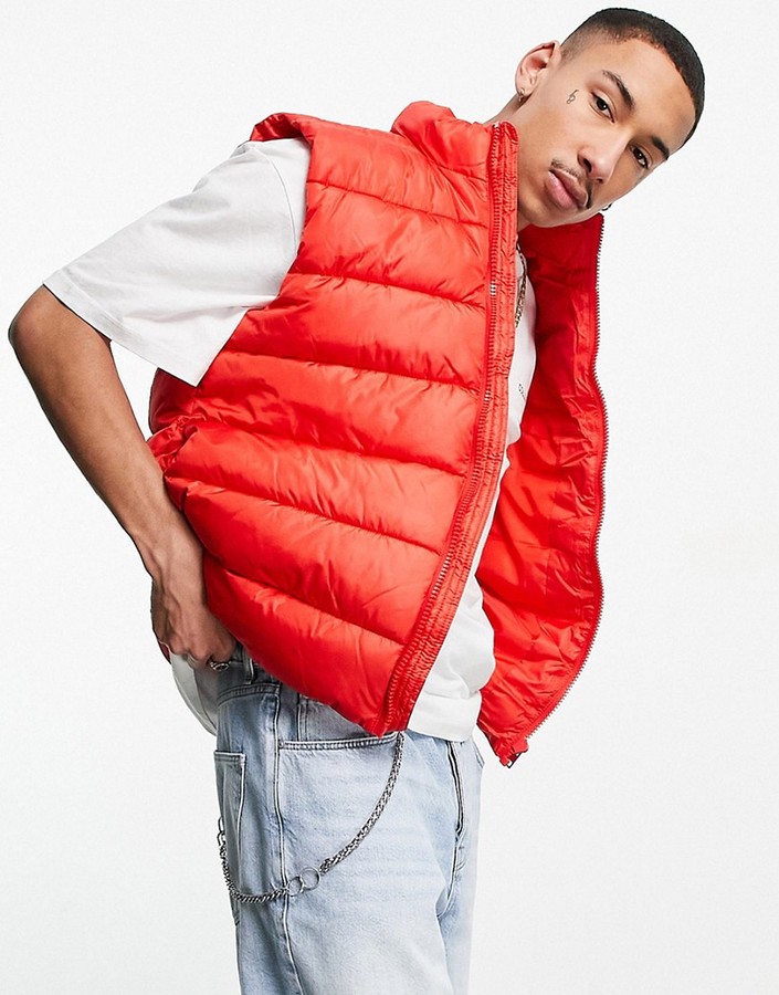ASOS DESIGN puffer vest in red - ShopStyle