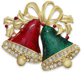 Thumbnail for your product : Charter Club Gold-Tone Crystal Red and Green Bell Pin