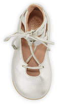 Thumbnail for your product : Aquazzura Belgravia Baby Leather Ballerina Flat, Silver, Youth