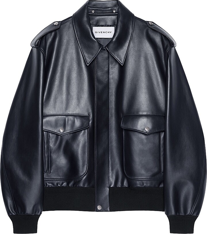Givenchy Men's Aviator Jacket in Leather - Dark Navy - Size 36