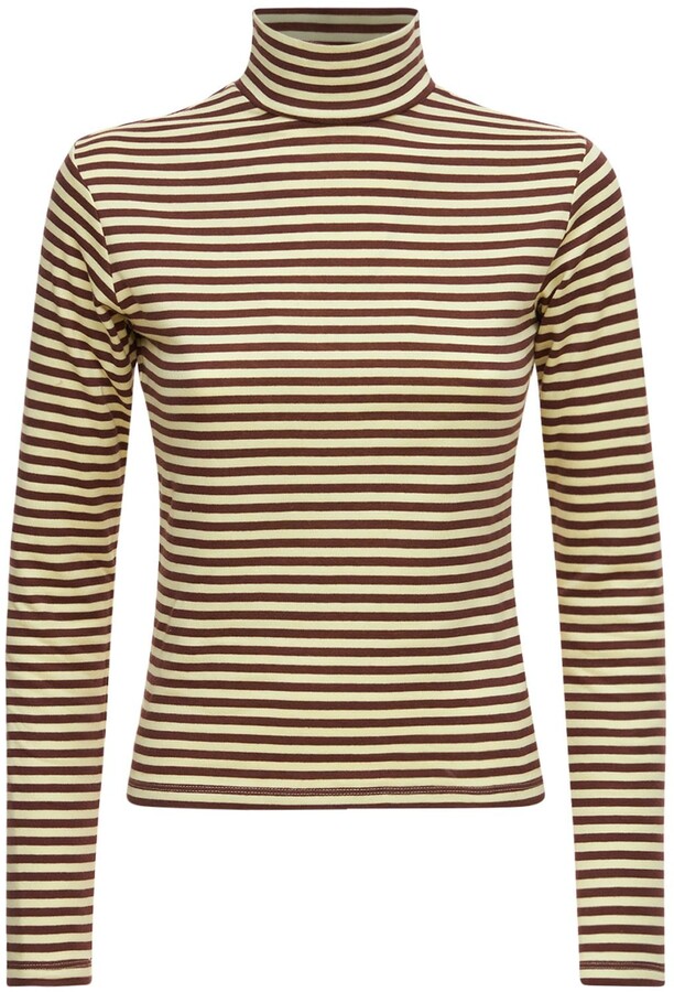 Gimaguas Vera Striped Mock Neck Jersey T-shirt - ShopStyle