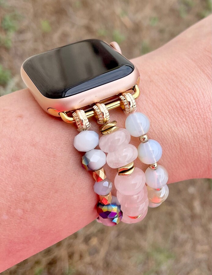 Beaded Watch Band/Compatible With Apple 38mm 40mm 41mm Smart Stretch Bracelet Magnetic Gifts For Her Three Layer