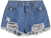 Thumbnail for your product : Ripped Fringe Denim Shorts
