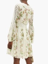 Thumbnail for your product : Giambattista Valli Floral-print Lace-insert Silk Dress - Ivory Multi